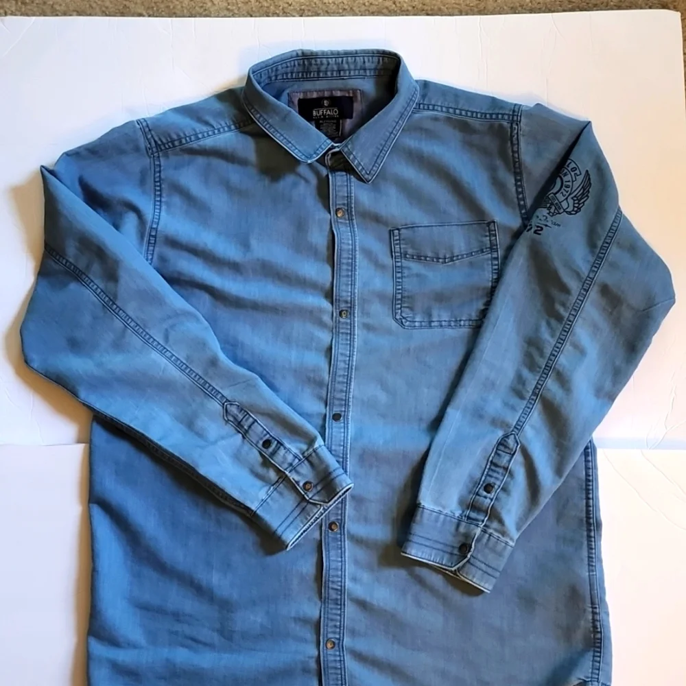 Blue Denim Long Sleeve Shirt - Picture 1 of 7